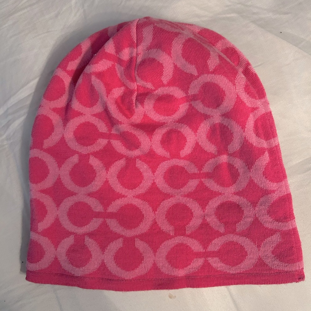 Hot pink coach winter hat